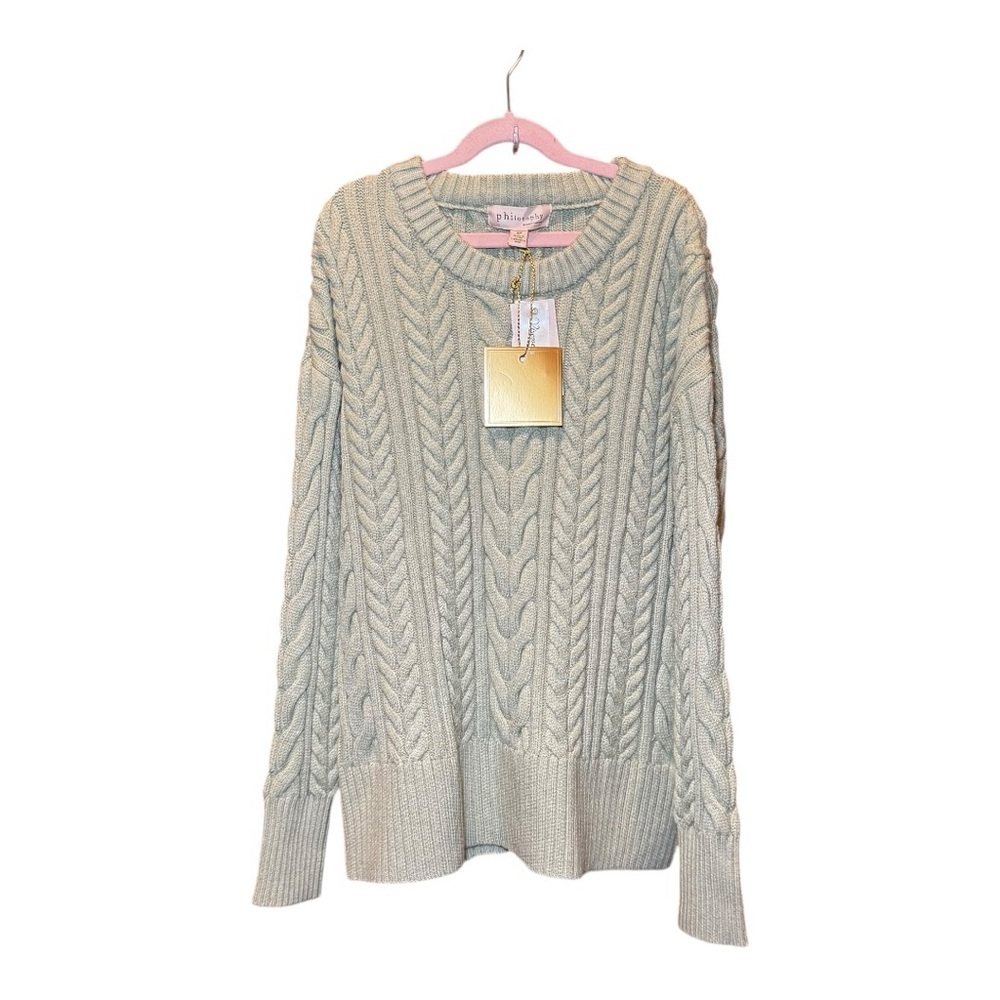 PHILOSOPHY Green Women's Cable Knit Sweater S NWT